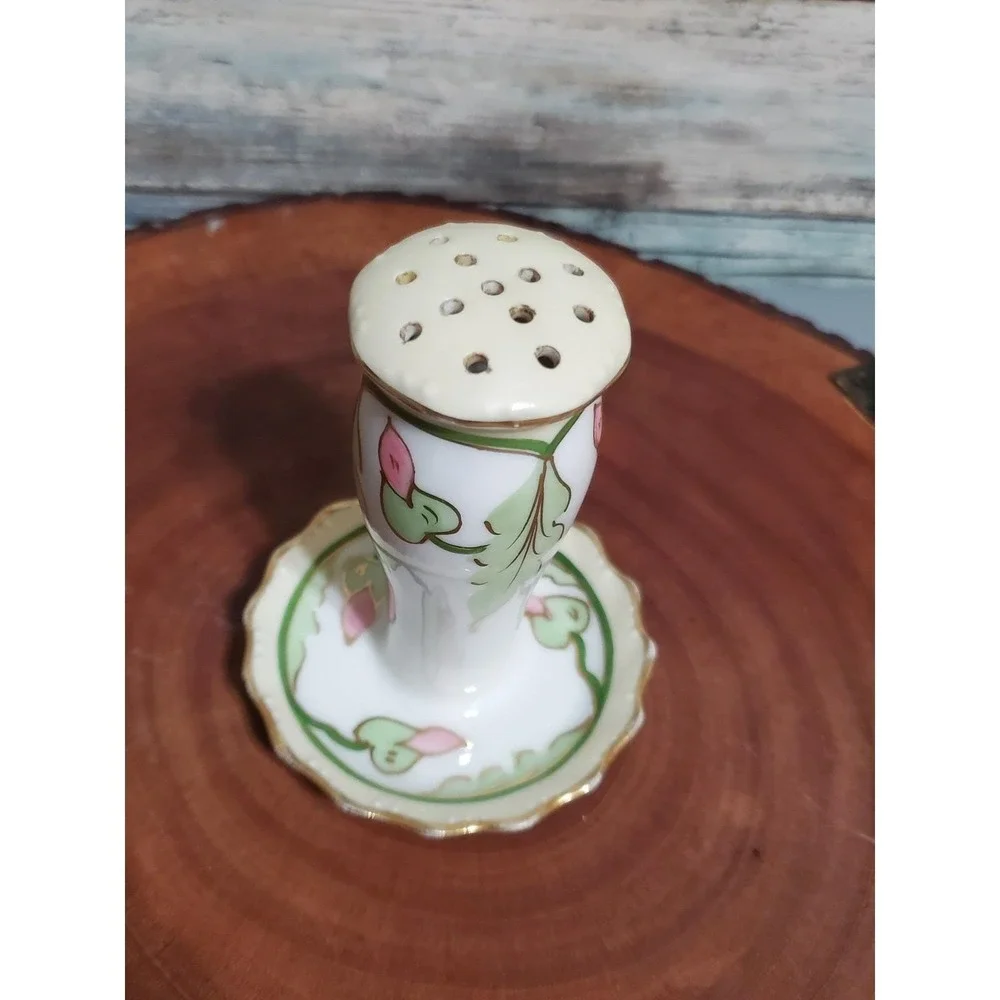 Limoges‎ France AK & CD Porcelain Hat Pin Holder Art Nouveau Floral Gold Trim